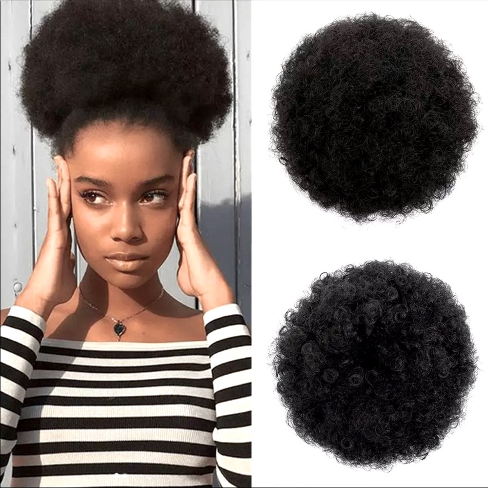 Afro kinky curly hair bun